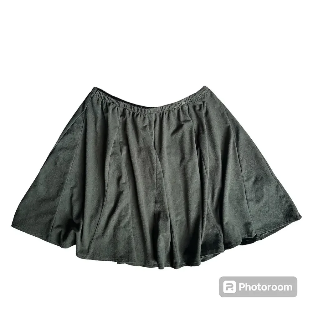 Brandy Melville Army Military Green Elastic Waist Mini Skater Skirt One‎ Size